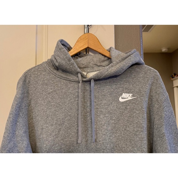 Men Nike Gray Classic Hooded Hoodie Sweatshirt Pullover XXL Sport Fleece Plus - Picture 2 of 6